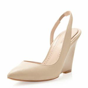 POUR la VICTOIRE, MAIRA Slingback Wedge Beige Womens US 6.5 M, EURO 37 in Box